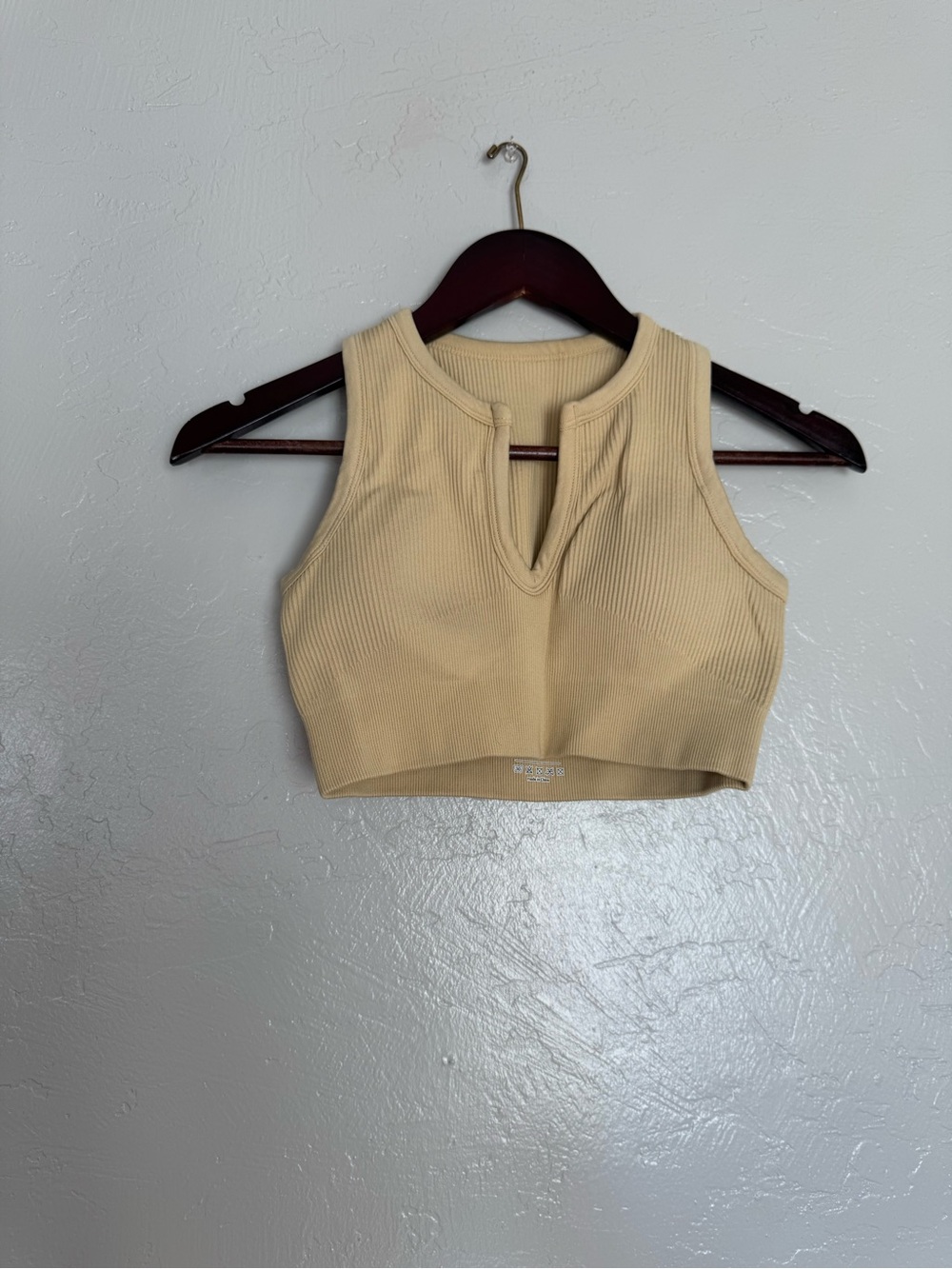 Ribbed Sleeveless Crop Top in Beige